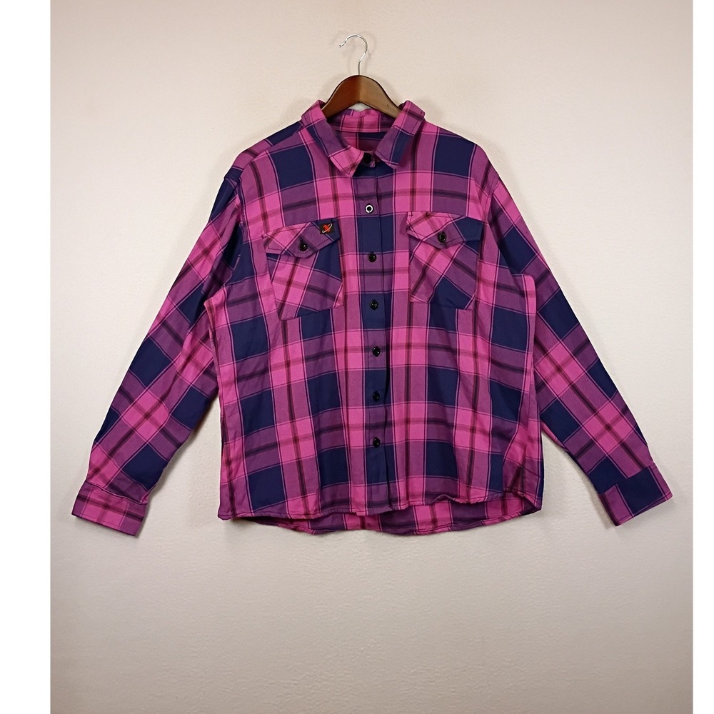 Biker Grunge Milwaukee Leather Mens 3XL Pink Purple Plaid Cotton Flannel Shirt